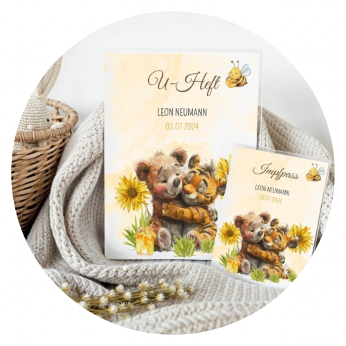 U-Hefthülle mit Babytiger & Bär